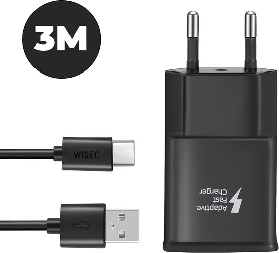 WISEQ Samsung Oplader + 3 meter USB-C Kabel - Snellader review