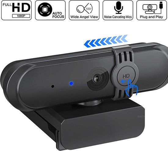 Pro Webcam voor pc met microfoon – Autofocus - 1920x1080 FULLHD 30FPS - Windows & Mac - Webcam voor pc met usb
